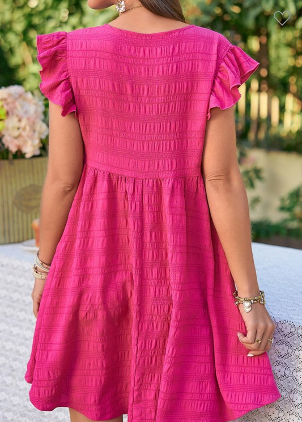 Rose V-neck Ruffle Sleeve Dress