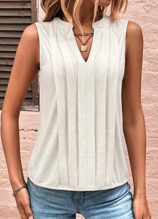 White pleated tank