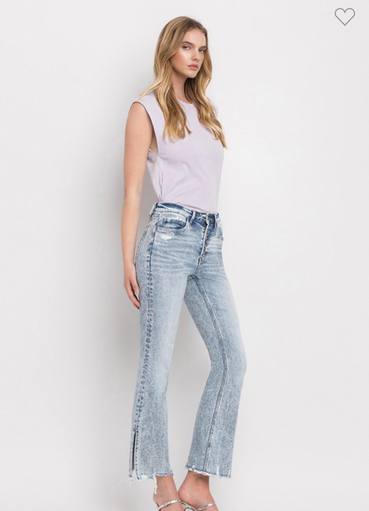 Flying Monkey High Rise Side Slit Crop Flare Jeans