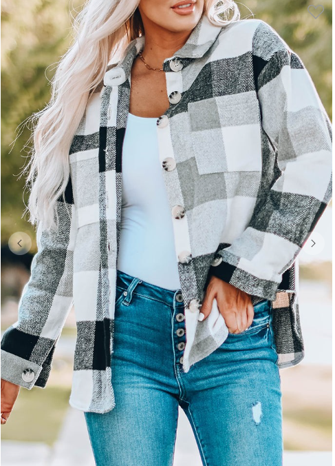 Colorblock Plaid Long Sleeve Shacket