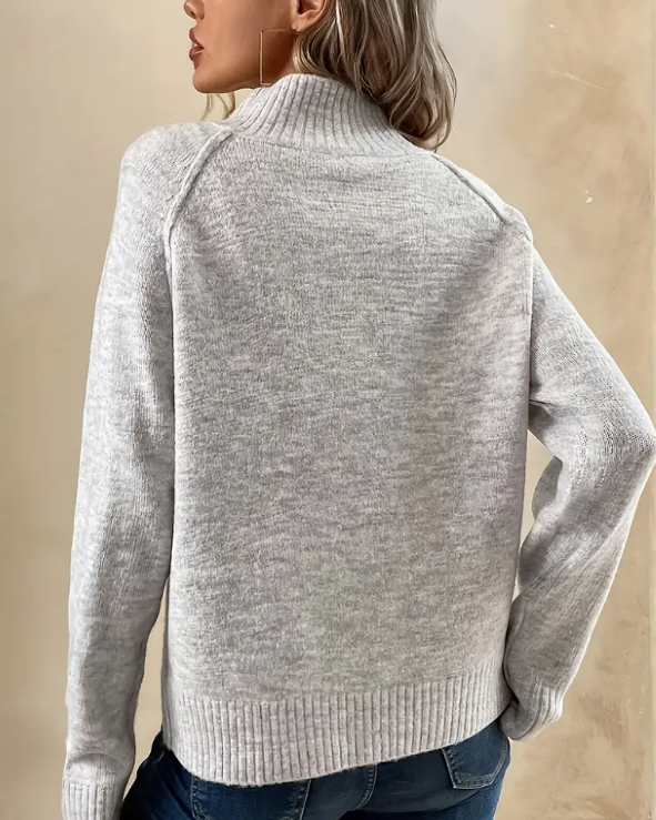 Gray Half Button Sweater