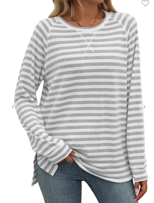 Colorblocking Round Neck Long Sleeve Loose Top