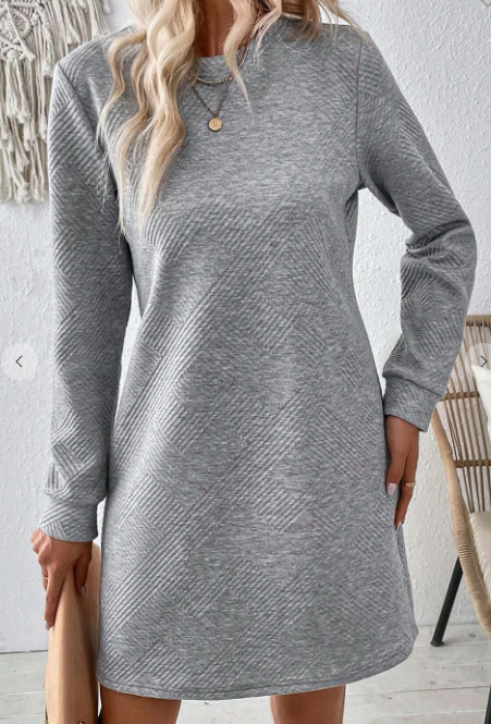 Gray Textured Shift Dress