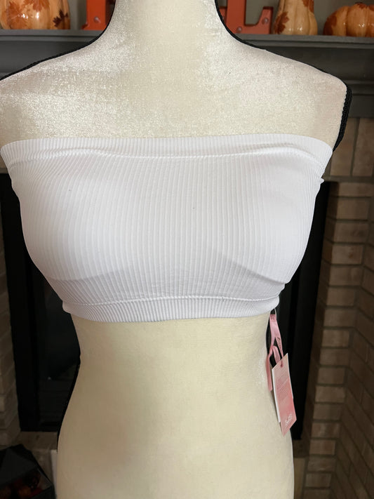 White Ribbed Bandeau