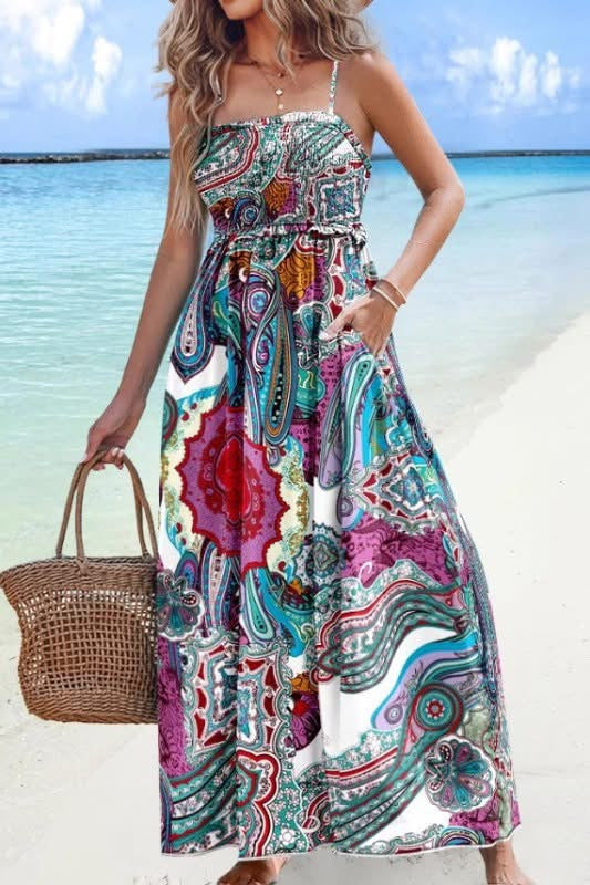Multi color spaghetti strap dress