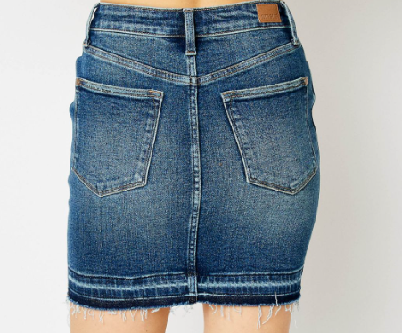 Judy Blue High Waist Tummy Control Release Hem Denim Skirt