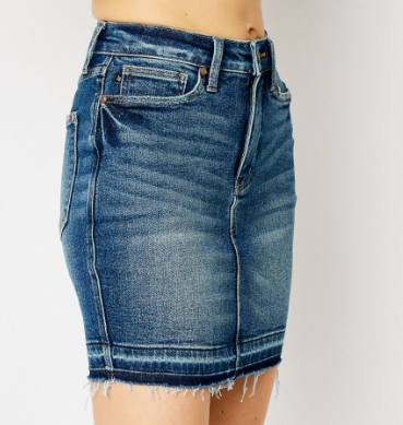 Judy Blue High Waist Tummy Control Release Hem Denim Skirt