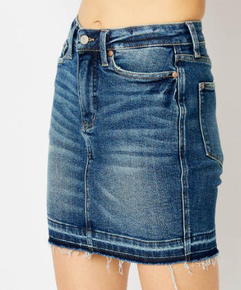 Judy Blue High Waist Tummy Control Release Hem Denim Skirt