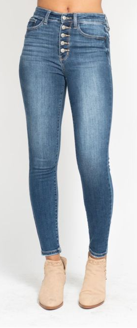 Judy Blue High Rise Button Fly Skinny Jeans