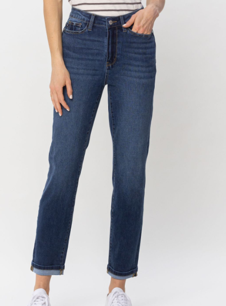 Judy Blue High Waist Cool Denim Cuffed Boyfriend Jeans