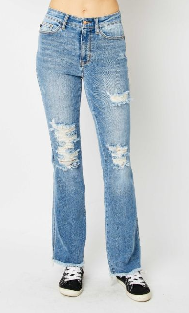 Judy Blue High Waist Destroy Fray Hem Bootcut