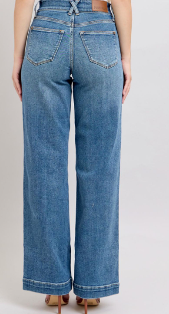 Judy Blue High waist Star Front Seam Detail Wide Leg