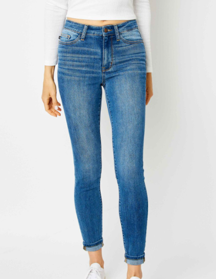 Judy Blue Plus High Waist Cuffed Hem Skinny