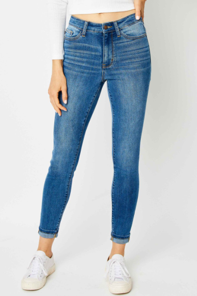 Judy Blue Plus High Waist Cuffed Hem Skinny