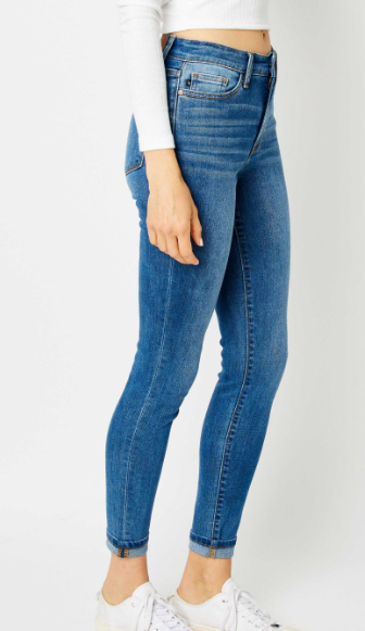 Judy Blue Plus High Waist Cuffed Hem Skinny