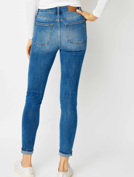 Judy Blue Plus High Waist Cuffed Hem Skinny