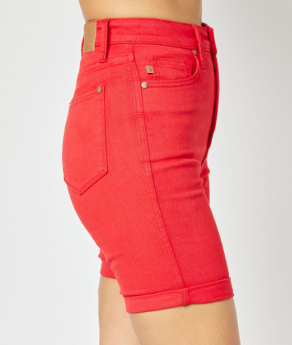 Judy Blue Red Tummy Control Bermuda Shorts