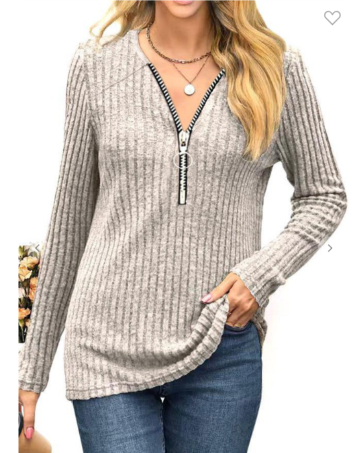 Chest Zipper Pleated Casual Long Sleeve top