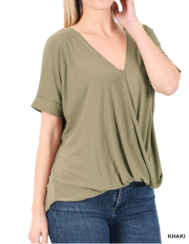 Khaki Layered Short Sleeve Top