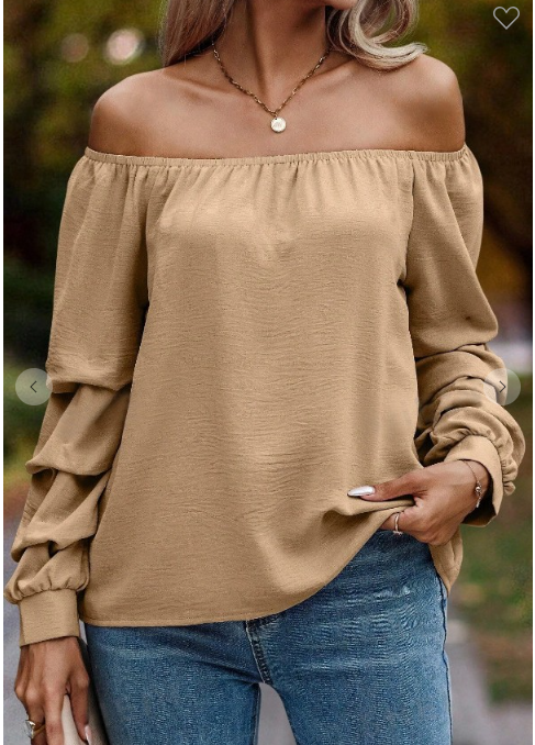 Off Shoulder Nodular Long Sleeve Top