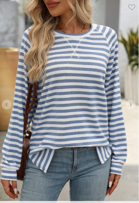 Colorblocking Round Neck Long Sleeve Loose Top