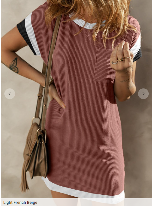 Colorblock Edge Corded T-shirt Dress