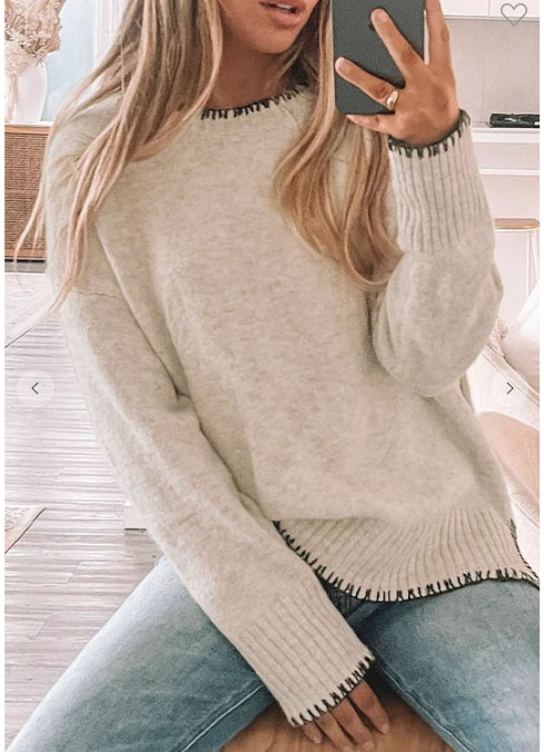 Light Khaki Stitch Sweater