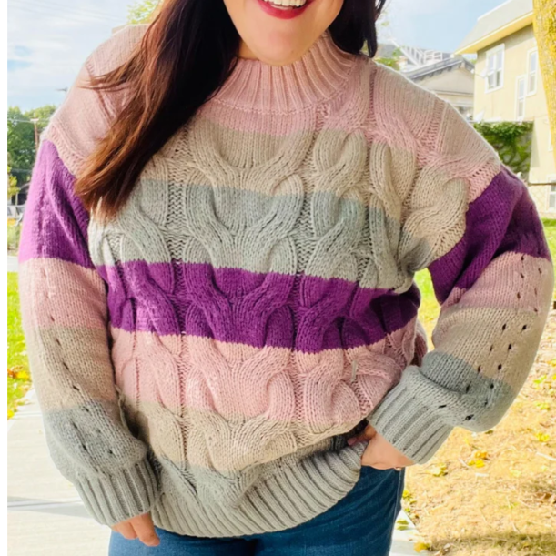 Mauve multi color Cable Knit sweater