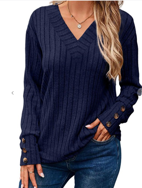 V-neck Button Sleeve Top