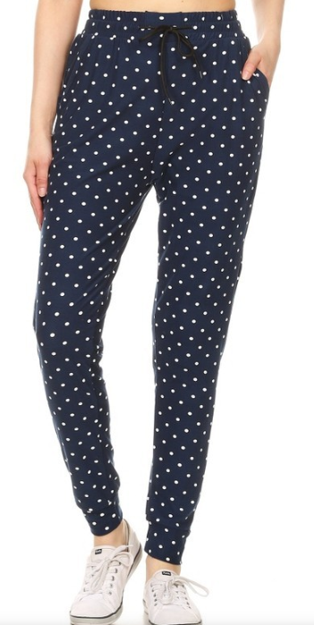 Navy Polka Dot Joggers