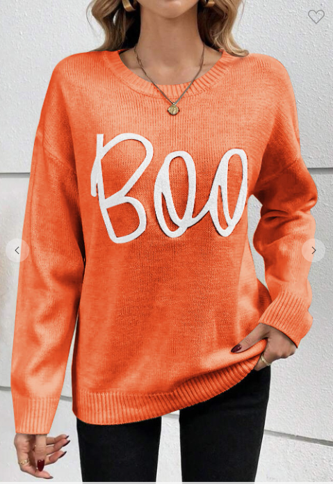 Boo Ribbed Trim Sweater