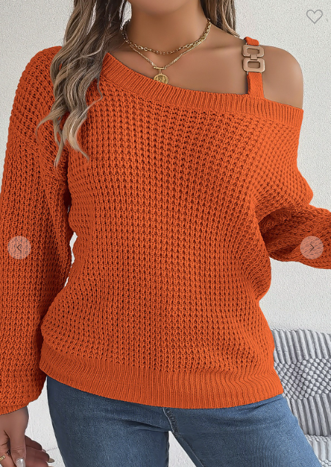 Metal Buckle Off Shoulder Lantern Sleeve Top