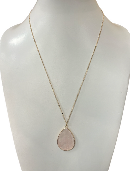 Pink Teardrop Gold Necklace