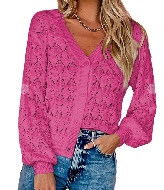 V-neck Crochet Knitted Sweater