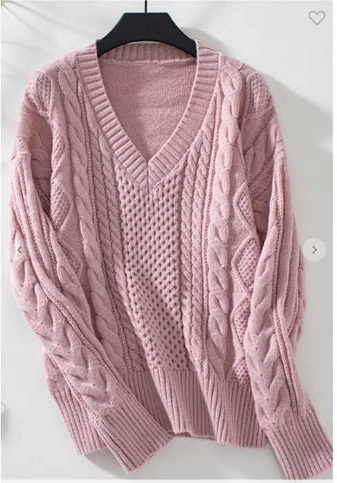 Solid Color V-neck Twist Sweater