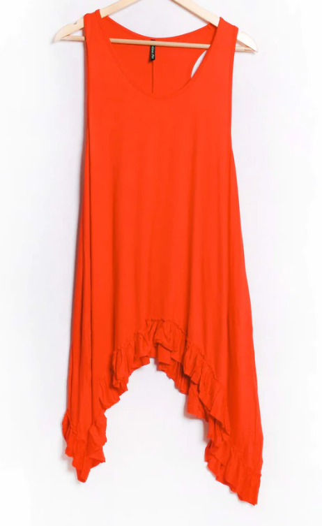 Plus Coral Scoop Ruffle Hem Tank