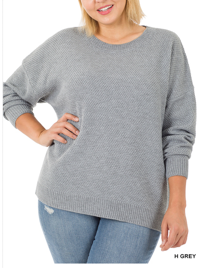 Plus Heather Gray Round Neck Sweater