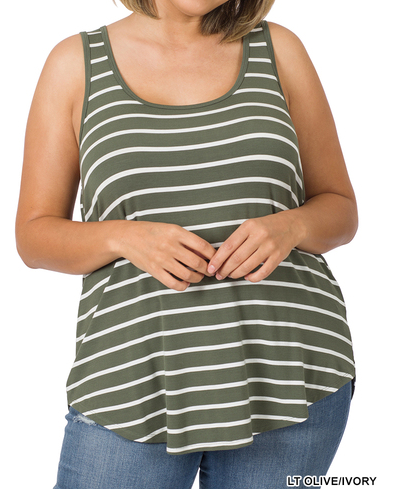 Plus Light Olive Stripe Tank