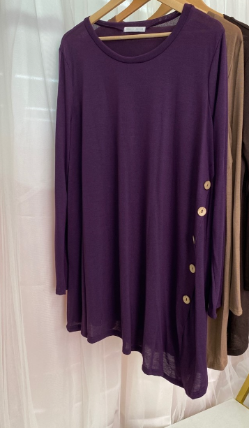 Plus Plum Button Long Sleeve Top