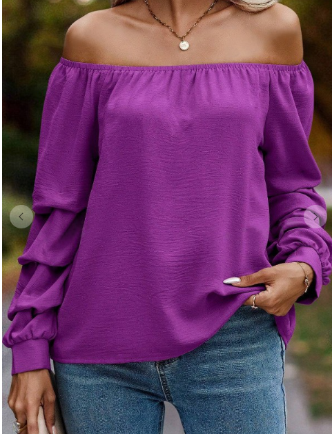 Off Shoulder Nodular Long Sleeve Top