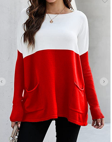 Colorblock Pocket Long Sleeve Tunic