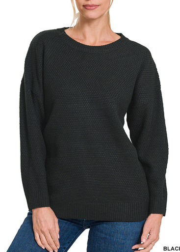 Black Round Neck Basic Sweater