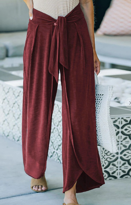 Wine Red Knit Pants