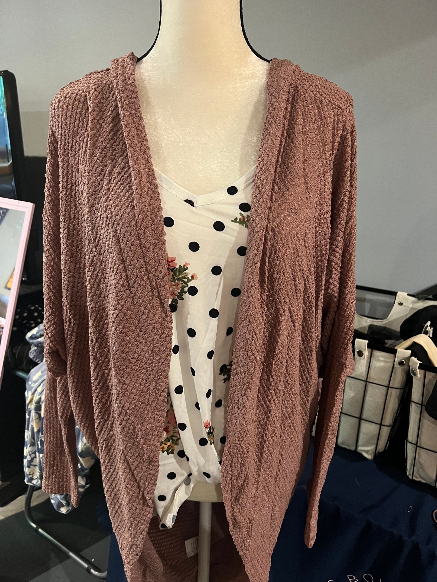 Mauve Waffle Cardigan