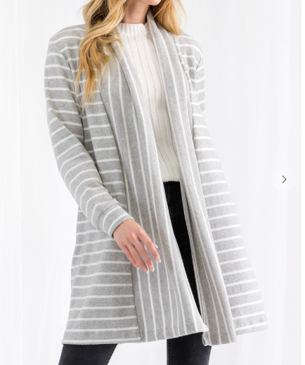 Gray Stripe Cardigan