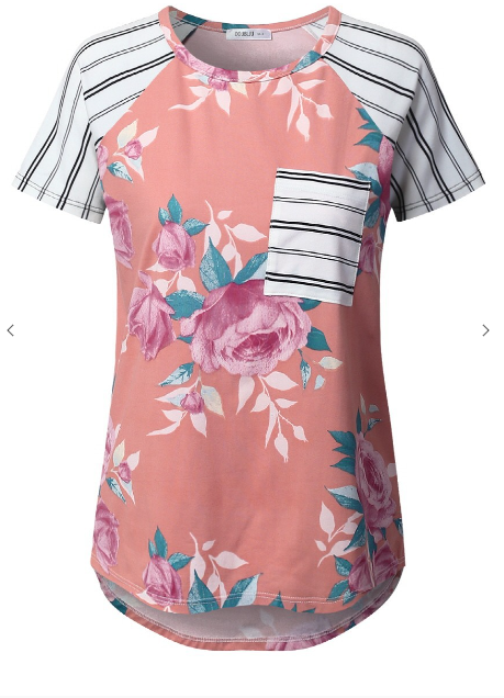 Plus Peach Floral SS Top