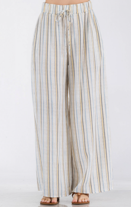 Taupe Stripe Wide Leg Pants