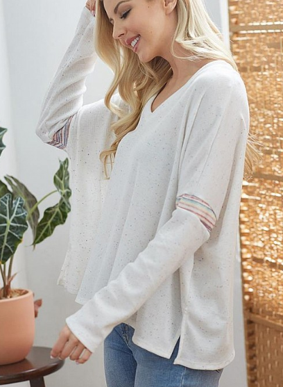 White Vneck summer sweater