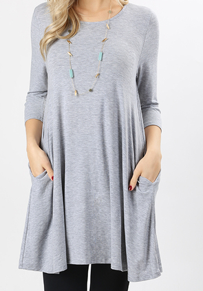 Plus Heather Grey 3/4 tunic