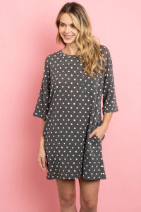 Charcoal Ivory with dots dress